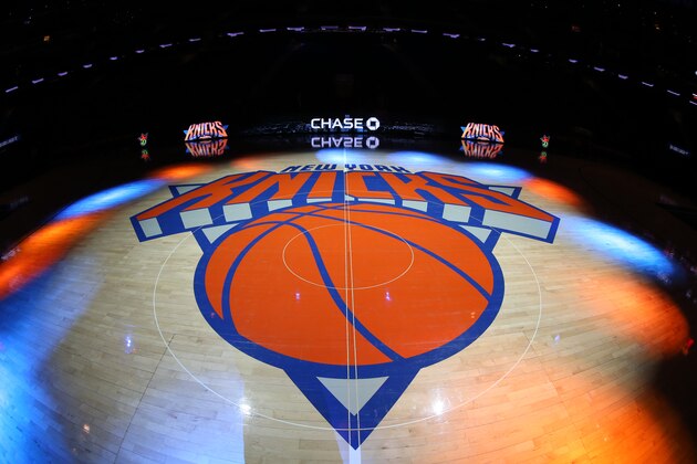 NEW YORK, NY - FEBRUARY 6:  A general view of the New York Knicks logo before a game against the Los Angeles Lakers on February 6, 2017 at Madison Square Garden in New York City, New York.  NOTE TO USER: User expressly acknowledges and agrees that, by downloading and/or using this photograph, user is consenting to the terms and conditions of the Getty Images License Agreement. Mandatory Copyright Notice: Copyright 2017 NBAE (Photo by Nathaniel S. Butler/NBAE via Getty Images)