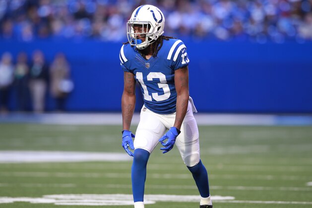 Indianapolis Colts wide receiver T.Y. Hilton (13) lines up against the Tennessee Titans during an NFL football game, Sunday, Nov. 26, 2017, in Indianapolis. The Titans won the game 20-16. (Jeff Haynes/AP Images for Panini)