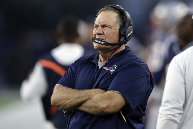 New England Patriots head coach Bill Belichick watches from the sideline during the first half of a preseason NFL football game against the Philadelphia Eagles, Thursday, Aug. 16, 2018, in Foxborough, Mass. (AP Photo/Charles Krupa)