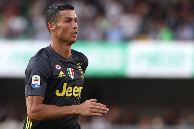 VERONA, ITALY - AUGUST 18:  Cristiano Ronaldo of Juventus FC looks on during the Serie A match between Chievo Verona and Juventus at Stadio Marc'Antonio Bentegodi on August 18, 2018 in Verona, Italy.  (Photo by Marco Luzzani/Getty Images)