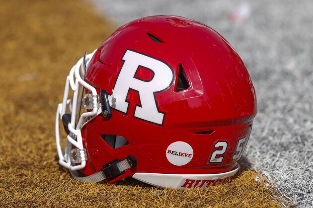 CHAMPAIGN, IL - OCTOBER 14: A Rutgers Scarlet Knights helmet is seen on the sidelines during the game against the Illinois Fighting Illini at Memorial Stadium on October 14, 2017 in Champaign, Illinois. (Photo by Michael Hickey/Getty Images)