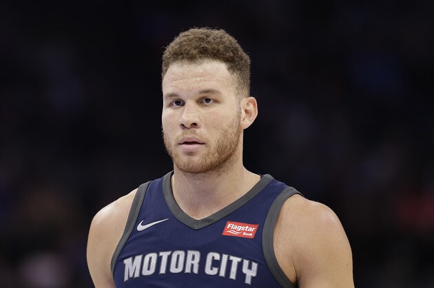 Detroit Pistons forward Blake Griffin during the second half of an NBA basketball game against the Sacramento Kings Monday, March 19, 2018, in Sacramento, Calif. The Pistons won 106-90. (AP Photo/Rich Pedroncelli)
