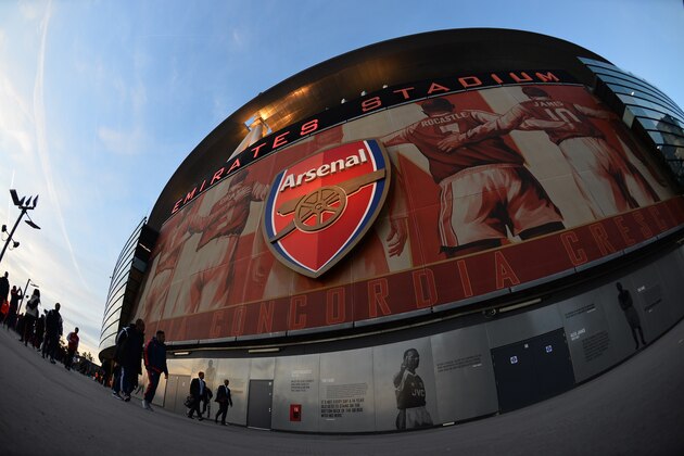 A picture shows the outside of The Emirates Stadium in north London on September 29, 2015 ahead of kick off of the UEFA Champions League Group F football match between Arsenal and Olympiakos. AFP PHOTO / GLYN KIRK        (Photo credit should read GLYN KIRK/AFP/Getty Images)