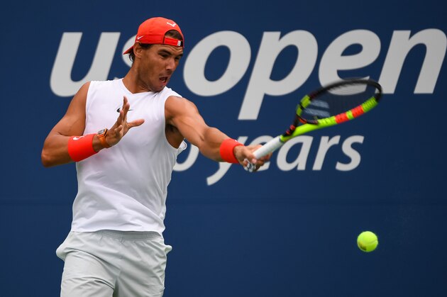 NEW YORK, NY - AUGUST 22: Rafael Nadal of Spain practices before the start of the US Open at the USTA Billie Jean King National Tennis Centre on August 22, 2018 in New York City, United States. (Photo by TPN/Getty Images)