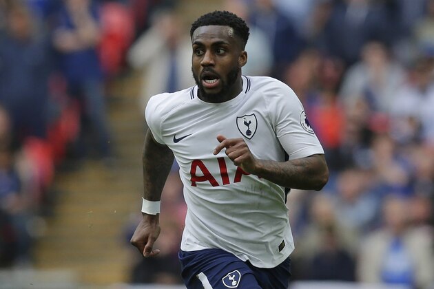 LONDON, ENGLAND - MAY 13: Danny Rose of Tottenham Hotspur controls the ball during the Premier League match between Tottenham Hotspur and Leicester City at Wembley Stadium on May 13, 2018 in London, England. (Photo by Henry Browne/Getty Images)
