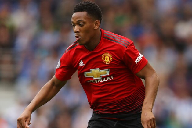 BRIGHTON, ENGLAND - AUGUST 19:  Anthony Martial of Manchester United runs with the ball during the Premier League match between Brighton & Hove Albion and Manchester United at American Express Community Stadium on August 19, 2018 in Brighton, United Kingdom.  (Photo by Dan Istitene/Getty Images)