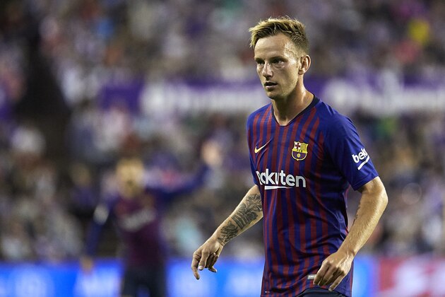 VALLADOLID, SPAIN - AUGUST 25:  Ivan Rakitic of FC Barcelona looks on during the La Liga match between Real Valladolid CF and FC Barcelona at Estadio Jose Zorrilla on August 25, 2018 in Valladolid, Spain.  (Photo by Quality Sport Images/Getty Images)