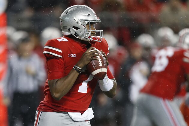 Ohio State quarterback Dwayne Haskins plays against Illinois during an NCAA college football game Saturday, Nov. 18, 2017, in Columbus, Ohio. (AP Photo/Jay LaPrete)