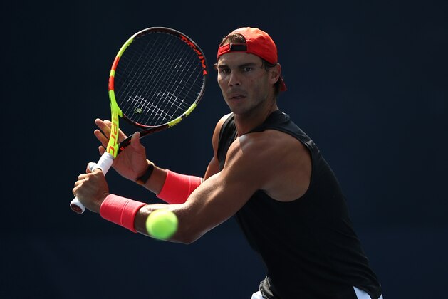 NEW YORK, NY - AUGUST 26:  Rafael Nadal of Spain in a practice session during previews for the US Open at USTA Billie Jean King National Tennis Center on August 26, 2018 in the Flushig Neighborhood of Queens borough of New York City.  (Photo by Julian Finney/Getty Images)