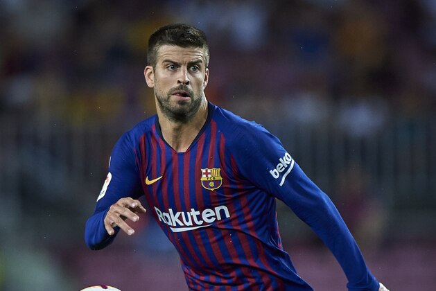 BARCELONA, SPAIN - AUGUST 18:  Gerard Pique of Barcelona in action during the La Liga match between FC Barcelona and Deportivo Alaves at Camp Nou on August 18, 2018 in Barcelona, Spain.  (Photo by Quality Sport Images/Getty Images)