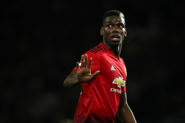 MANCHESTER, ENGLAND - AUGUST 27: Paul Pogba of Manchester United during the Premier League match between Manchester United and Tottenham Hotspur at Old Trafford on August 27, 2018 in Manchester, United Kingdom. (Photo by Matthew Ashton - AMA/Getty Images)