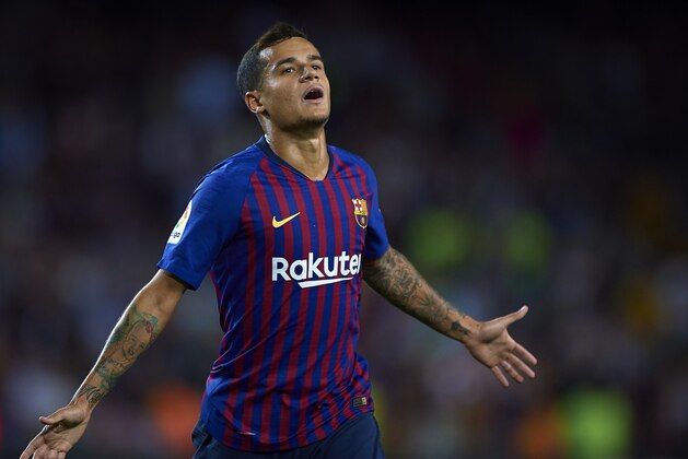 BARCELONA, SPAIN - AUGUST 18:  Philippe Coutinho of Barcelona celebrates after scoring the second goal during the La Liga match between FC Barcelona and Deportivo Alaves at Camp Nou on August 18, 2018 in Barcelona, Spain.  (Photo by Quality Sport Images/Getty Images)
