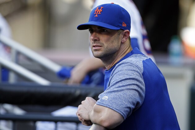 New York Mets David Wright looks on during the first inning of a baseball game against the Pittsburgh Pirates on Monday, June 25, 2018, in New York. (AP Photo/Adam Hunger)