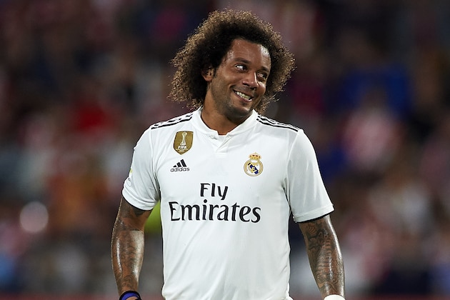 GIRONA, SPAIN - AUGUST 26:  Marcelo of Real Madrid reacts during the La Liga match between Girona FC and Real Madrid CF at Montilivi Stadium on August 26, 2018 in Girona, Spain.  (Photo by Quality Sport Images/Getty Images)
