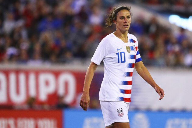 JACKSONVILLE, FL - APRIL 5: Carli Lloyd #10 of United States looks on in the second half against Mexico at Everbank Field on April 5, 2018 in Jacksonville, Florida. (Photo by Logan Bowles/Getty Images)