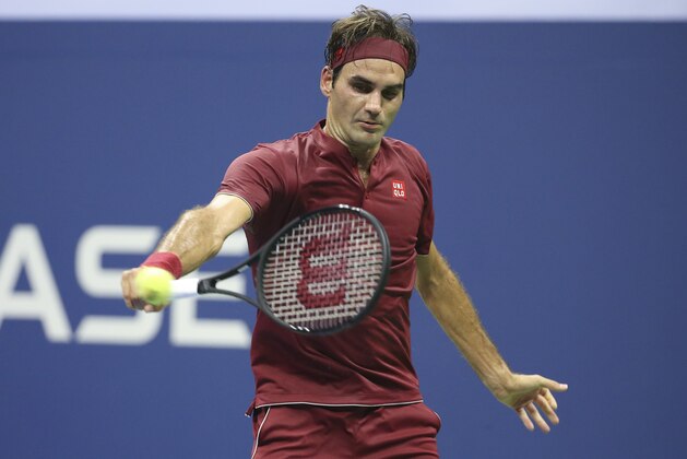 NEW YORK, NY - AUGUST 28: Roger Federer of Switzerland during day 2 of the 2018 US Open at Arthur Ashe Stadium of USTA Billie Jean King National Tennis Center on August 28, 2018 in Flushing Meadows, Queens, New York City. (Photo by Jean Catuffe/Getty Images)
