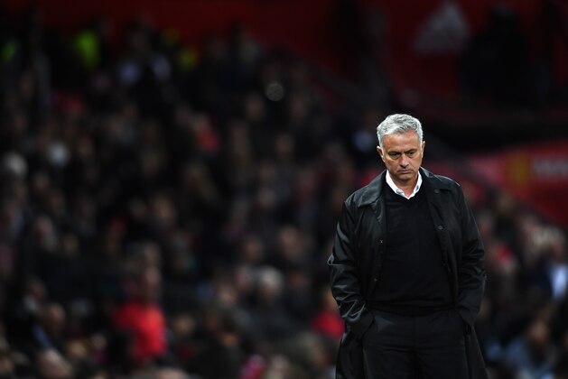 MANCHESTER, ENGLAND - AUGUST 27:  Jose Mourinho, manager of Manchester United in action during the Premier League match between Manchester United and Tottenham Hotspur at Old Trafford on August 27, 2018 in Manchester, United Kingdom.  (Photo by Clive Mason/Getty Images)