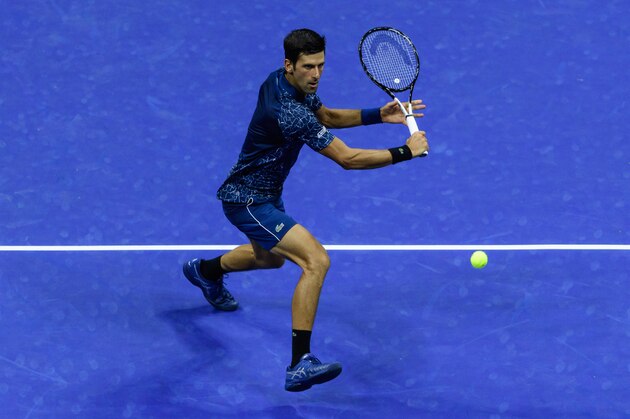 NEW YORK, NY - AUGUST 30: Novak Djokovic of Serbia in action against Tennys Sandgren of the United States in the second round of the US Open at the USTA Billie Jean King National Tennis Centre on August 30, 2018 in New York City, United States. (Photo by TPN/Getty Images)'n'n'n