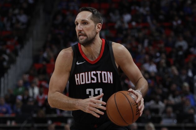 Houston Rockets forward Ryan Anderson controls the ball during the second half of an NBA basketball game against the Detroit Pistons, Saturday, Jan. 6, 2018, in Detroit. (AP Photo/Carlos Osorio)