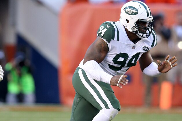 DENVER, CO - DECEMBER 10:  Kony Ealy #94 of the New York Jets in action during the game against the Denver Broncos at Sports Authority Field At Mile High on December 10, 2017 in Denver, Colorado.  The Broncos defeated the Jets 23-0.  (Photo by Rob Leiter/Getty Images)