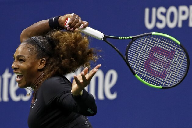 Serena Williams watches a return to Venus Williams during the third round of the U.S. Open tennis tournament Friday, Aug. 31, 2018, in New York. (AP Photo/Adam Hunger)
