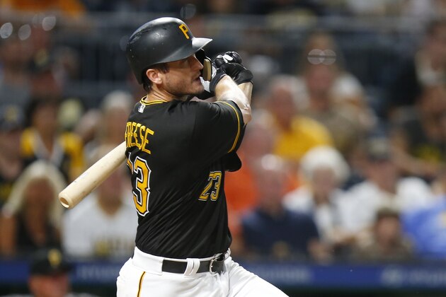 PITTSBURGH, PA - JULY 27:  David Freese #23 of the Pittsburgh Pirates hits a walk off single in the ninth inning against the New York Mets at PNC Park on July 27, 2018 in Pittsburgh, Pennsylvania.  (Photo by Justin K. Aller/Getty Images)