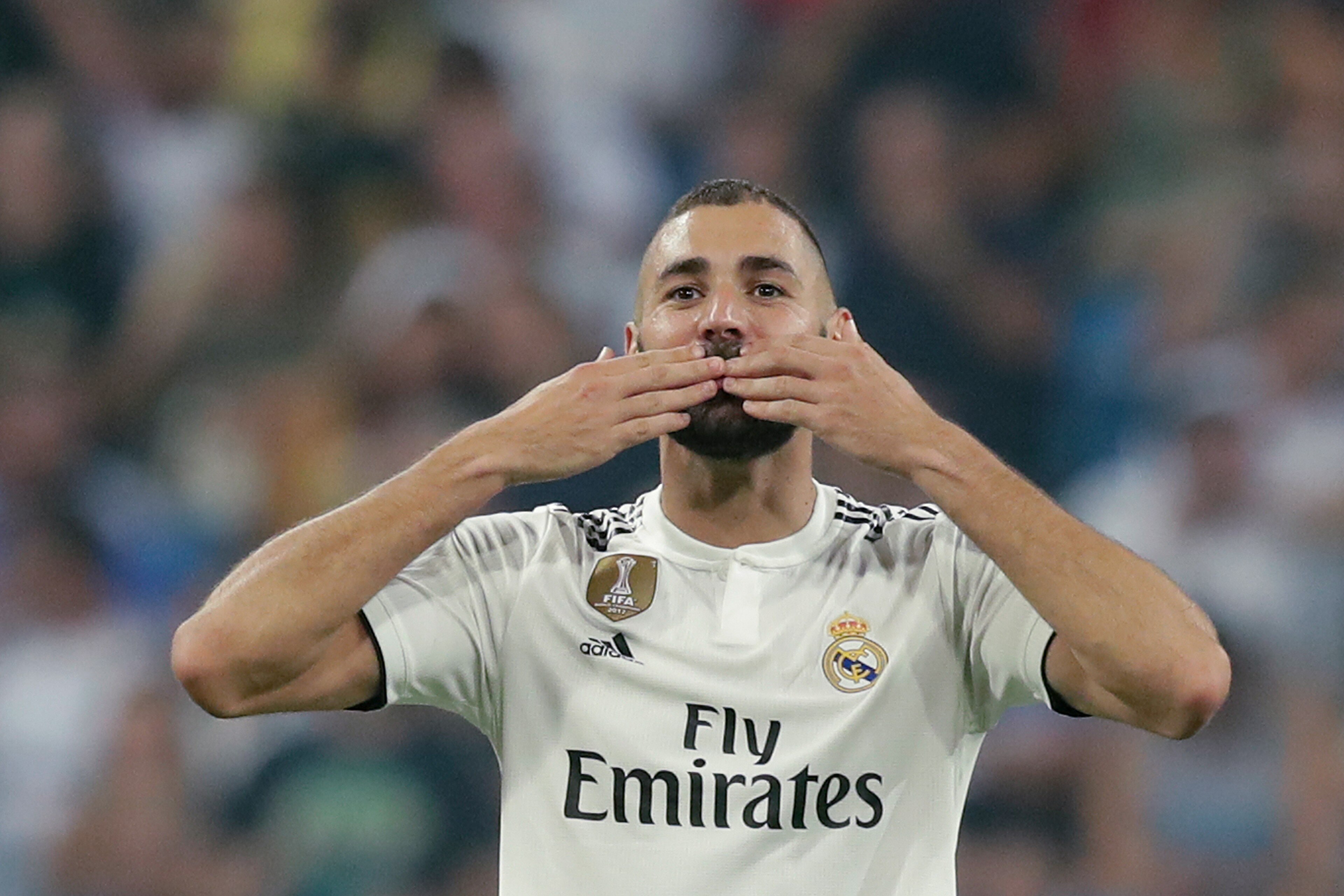 MADRID, SPAIN - SEPTEMBER 1: Karim Benzema of Real Madrid celebrates 2-1 during the La Liga Santander match between Real Madrid v Leganes at the Santiago Bernabeu on September 1, 2018 in Madrid Spain (Photo by David S. Bustamante/Soccrates/Getty Images) MADRID, SPAIN - SEPTEMBER 1: Karim Benzema of Real Madrid celebrates 2-1 during the La Liga Santander match between Real Madrid v Leganes at the Santiago Bernabeu on September 1, 2018 in Madrid Spain (Photo by David S. Bustamante/Soccrates/Getty Images)