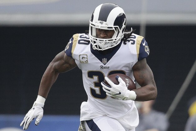 Los Angeles Rams running back Todd Gurley runs against the Houston Texans during the first half of an NFL football game Sunday, Nov. 12, 2017, in Los Angeles. (AP Photo/Jae C. Hong)