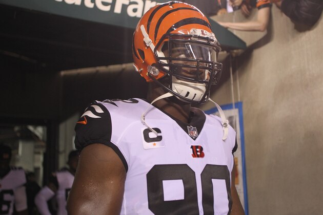CINCINNATI, OH - SEPTEMBER 29:  Michael Johnson #90 of the Cincinnati Bengals waits to take the field for the game against the Miami Dolphins at Paul Brown Stadium on September 29, 2016 in Cincinnati, Ohio.The Bengals defeated the Dolphins 22-7.  (Photo by John Grieshop/Getty Images)