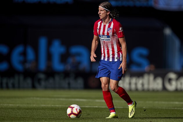 VIGO, SPAIN - SEPTEMBER 01:  Filipe Luis of Atletico de Madrid in action during the La Liga match between RC Celta de Vigo and Club Atletico de Madrid at Abanca Balaidos Stadium on September 1, 2018 in Vigo, Spain  (Photo by Quality Sport Images/Getty Images)