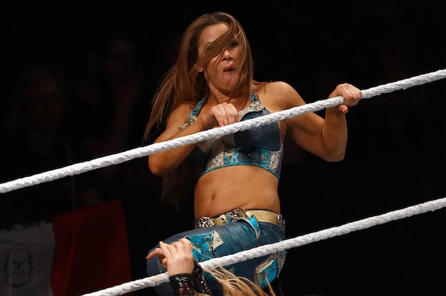 PARIS, FRANCE - MAY 19:  Mickie James (L) in action vs Natalya during WWE Live AccorHotels Arena Popb Paris Bercy on May 19, 2018 in Paris, France.  (Photo by Sylvain Lefevre/Getty Images)