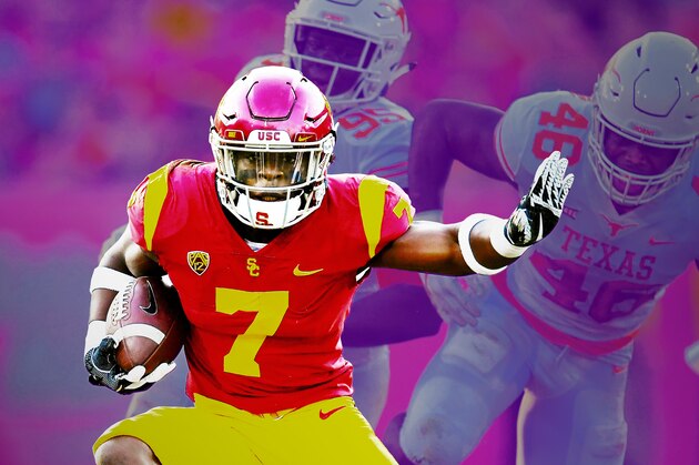 Southern California tailback Stephen Carr (7) runs with the ball during the second half of an NCAA college football game against Washington State in Pullman, Wash., Friday, Sept. 29, 2017. (AP Photo/Young Kwak)