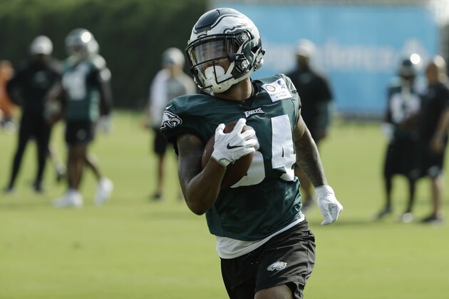 Philadelphia Eagles' Donnel Pumphrey during NFL football training camp Tuesday, Aug. 7, 2018 in Philadelphia. (AP Photo/Matt Rourke)