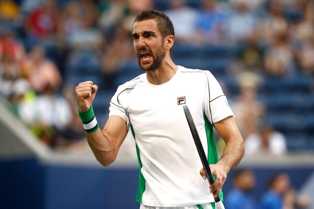NEW YORK, NY - SEPTEMBER 03:  Marin Cilic of Croatia celebrates during the men's singles fourth round match against David Goffin of Belgium on Day Eight of the 2018 US Open at the USTA Billie Jean King National Tennis Center on September 3, 2018 in the Flushing neighborhood of the Queens borough of New York City.  (Photo by Julian Finney/Getty Images)