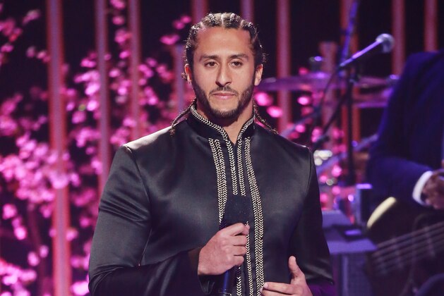 LOS ANGELES, CA - MAY 03:  NFL player Colin Kaepernick speaks onstage during VH1's 3rd Annual 'Dear Mama: A Love Letter To Moms' - Inside Show  at The Theatre at Ace Hotel on May 3, 2018 in Los Angeles, California.  (Photo by Leon Bennett/Getty Images)