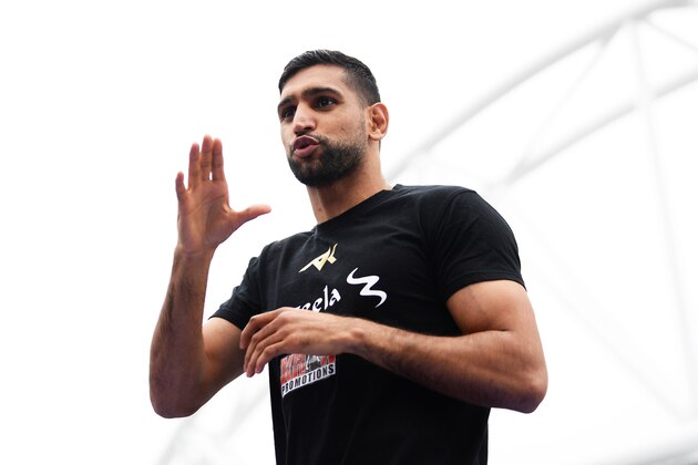BIRMINGHAM, ENGLAND - SEPTEMBER 04: Amir Khan during a media workout at the Bull Ring on September 4, 2018 in Birmingham, England. (Photo by Nathan Stirk/Getty Images)