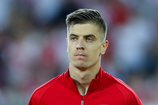KIELCE, POLAND - JUNE 22: Krzysztof Piatek of Poland looks on during the UEFA European Under-21 Championship Group A match between England and Poland at Kielce Stadium on June 22, 2017 in Kielce, Poland. (Photo by TF-Images/Getty Images)