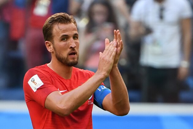 England's forward Harry Kane applauds after losing their Russia 2018 World Cup play-off for third place football match between Belgium and England at the Saint Petersburg Stadium in Saint Petersburg on July 14, 2018. (Photo by Paul ELLIS / AFP) / RESTRICTED TO EDITORIAL USE - NO MOBILE PUSH ALERTS/DOWNLOADS        (Photo credit should read PAUL ELLIS/AFP/Getty Images)