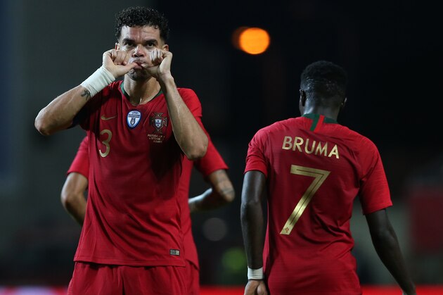 FARO, PORTUGAL - September 6:  Pepe of Portugal and Besiktas celebrates after scoring a goal during the International Friendly match between Portugal and Croatia at Estadio Algarve on September 6, 2018 in Faro, Portugal.  (Photo by Gualter Fatia/Getty Images)