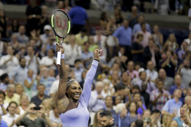 Serena Williams celebrates after defeating Anastasija Sevastova, of Latvia, during the semifinals of the U.S. Open tennis tournament, Thursday, Sept. 6, 2018, in New York. (AP Photo/Seth Wenig)
