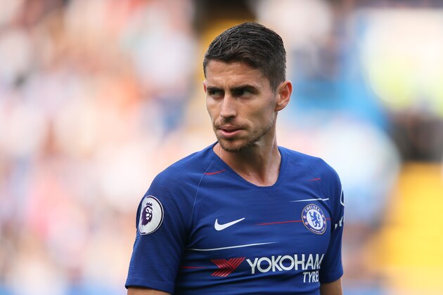 LONDON, ENGLAND - AUGUST 18: Jorginho of Chelsea during the Premier League match between Chelsea FC and Arsenal FC at Stamford Bridge on August 18, 2018 in London, United Kingdom. (Photo by Matthew Ashton - AMA/Getty Images)