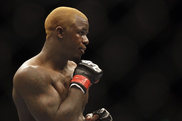 Melvin Guillard battles in a lightweight UFC mixed martial arts fight on Friday, Jan. 20, 2012, in Nashville, Tenn. (AP Photo/Mark Humphrey)