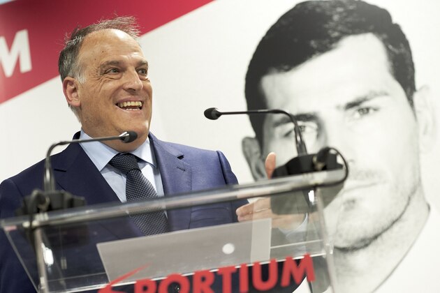 MADRID, SPAIN - MAY 30:  Javier Tebas attends the presentation of Iker Casillas  as Sportium Ambassador for FIFA World Cup 2018 on May 30, 2018 in Madrid, Spain.  (Photo by Carlos Alvarez/Getty Images)