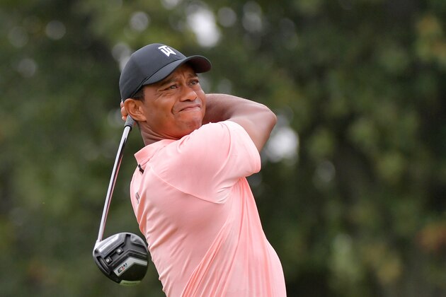 NEWTOWN SQUARE, PA - SEPTEMBER 07:  Tiger Woods of the United States plays his shot from the third tee during the second round of the BMW Championship at Aronimink Golf Club on September 7, 2018 in Newtown Square, Pennsylvania.  (Photo by Drew Hallowell/Getty Images)