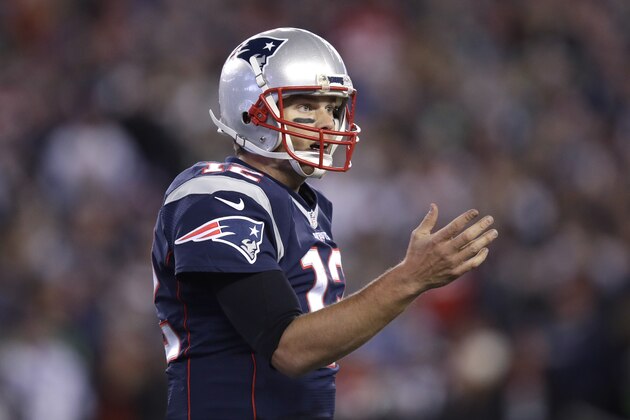New England Patriots quarterback Tom Brady (12) argues during the second half of an NFL football game, Sunday, Nov. 13, 2016, in Foxborough, Mass. (AP Photo/Charles Krupa)