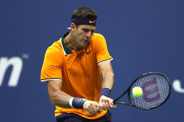 NEW YORK, NY - SEPTEMBER 07:  Juan Martin del Potro of Argentina returns the ball during his men's singles semi-final match against Rafael Nadal of Spain on Day Twelve of the 2018 US Open at the USTA Billie Jean King National Tennis Center on September 7, 2018 in the Flushing neighborhood of the Queens borough of New York City.  (Photo by Matthew Stockman/Getty Images)