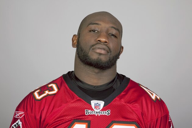 TAMPA, FL - 2009:  Jameel Cook of the Tampa Bay Buccaneers poses for his 2009 NFL headshot at photo day in Tampa, Florida.  (Photo by NFL Photos)