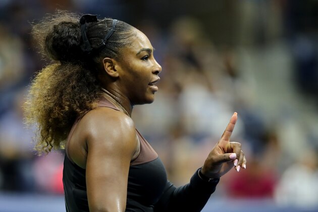 NEW YORK, NY - SEPTEMBER 08:  Naomi Osaka of Japan reacts during her Women's Singles finals match against Serena Williams of the United States on Day Thirteen of the 2018 US Open at the USTA Billie Jean King National Tennis Center on September 8, 2018 in the Flushing neighborhood of the Queens borough of New York City.  (Photo by Elsa/Getty Images)