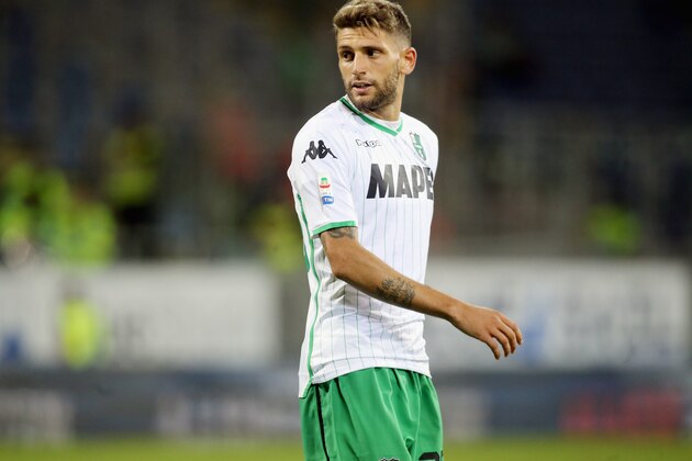 CAGLIARI, ITALY - AUGUST 26: Domenico Berardi of Sassuolo in action  during the serie A match between Cagliari and US Sassuolo at Sardegna Arena on August 26, 2018 in Cagliari, Italy.  (Photo by Enrico Locci/Getty Images)