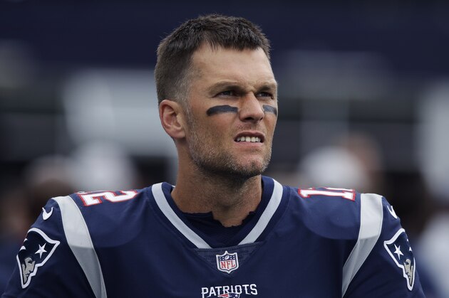 New England Patriots quarterback Tom Brady on the sideline during the second half of an NFL football game, Sunday, Sept. 9, 2018, in Foxborough, Mass. (AP Photo/Charles Krupa)